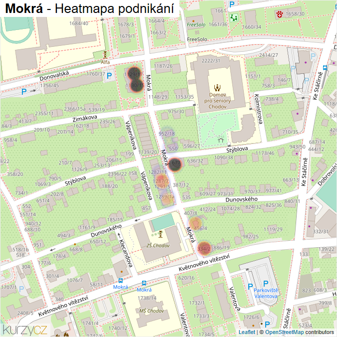 Mapa Mokrá - Firmy v ulici.