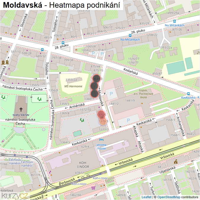 Mapa Moldavská - Firmy v ulici.