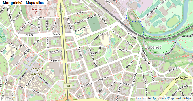 Mongolská - mapa ulice