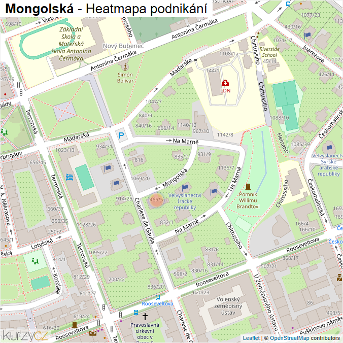 Mapa Mongolská - Firmy v ulici.
