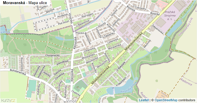 Moravanská - mapa ulice