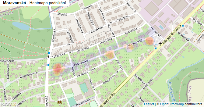 Moravanská - mapa podnikání
