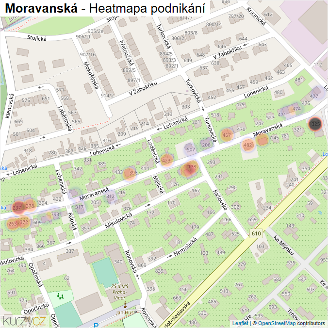 Mapa Moravanská - Firmy v ulici.