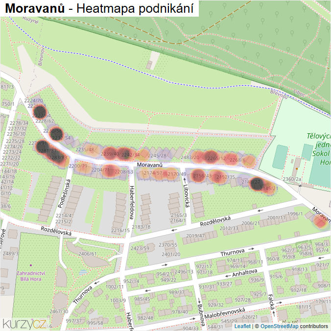 Mapa Moravanů - Firmy v ulici.