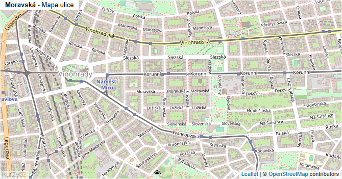 Moravská - mapa ulice