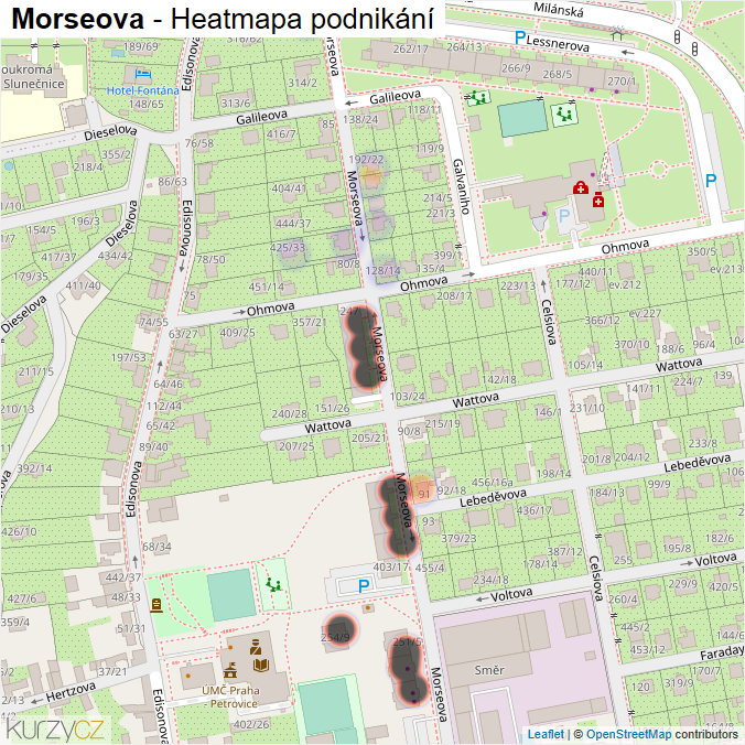 Mapa Morseova - Firmy v ulici.