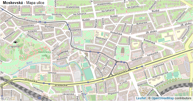 Moskevská - mapa ulice