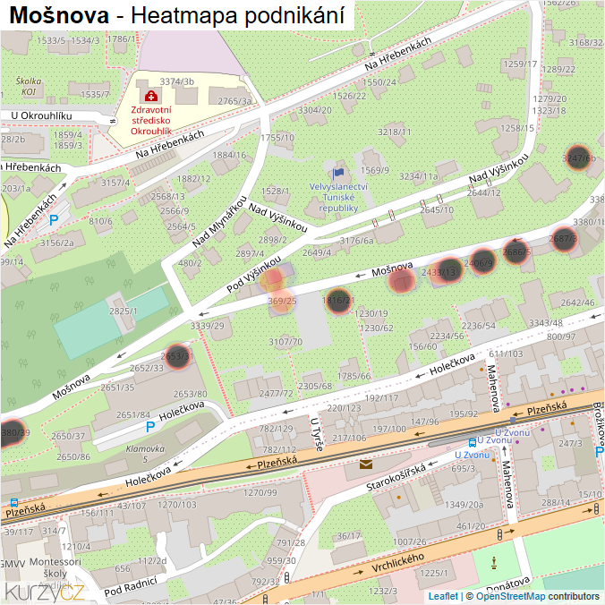 Mapa Mošnova - Firmy v ulici.