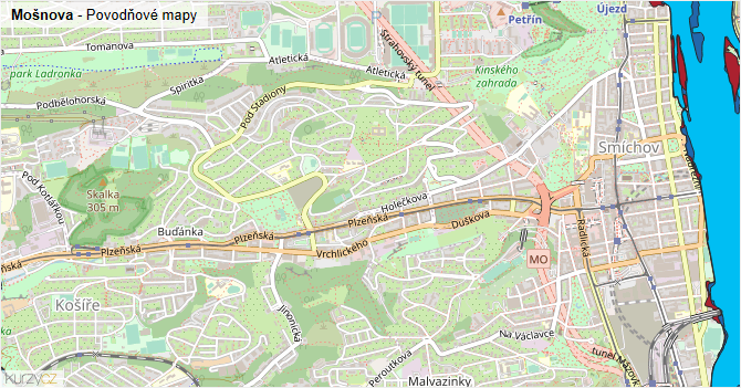 Mošnova - záplavové mapy stoleté vody
