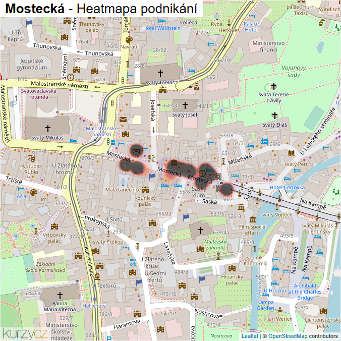 Mapa Mostecká - Firmy v ulici.