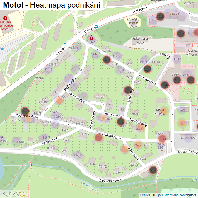 Mapa Motol - Firmy v části obce.