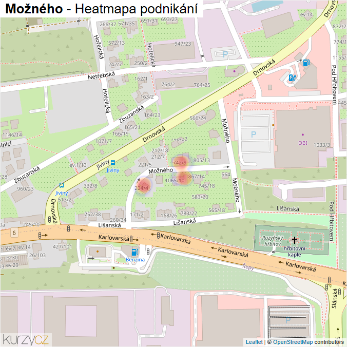Mapa Možného - Firmy v ulici.