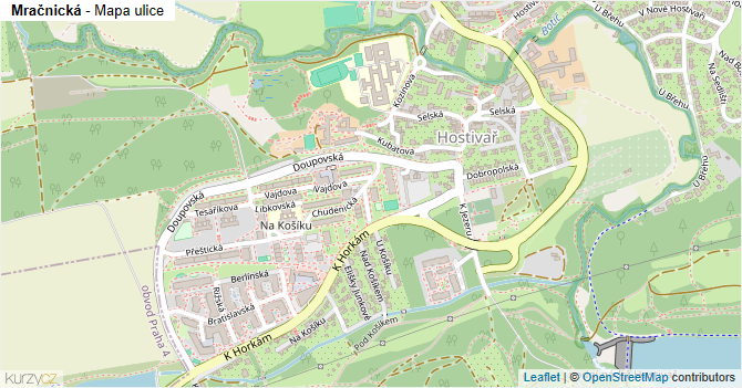 Mračnická - mapa ulice