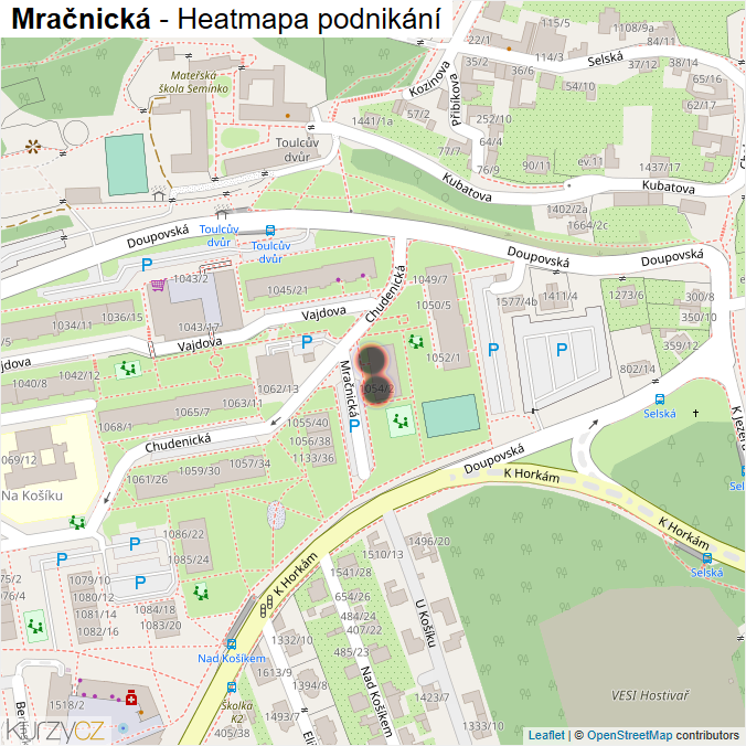 Mapa Mračnická - Firmy v ulici.