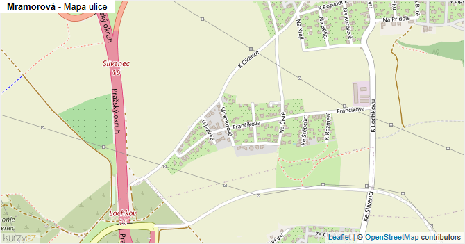 Mramorová - mapa ulice