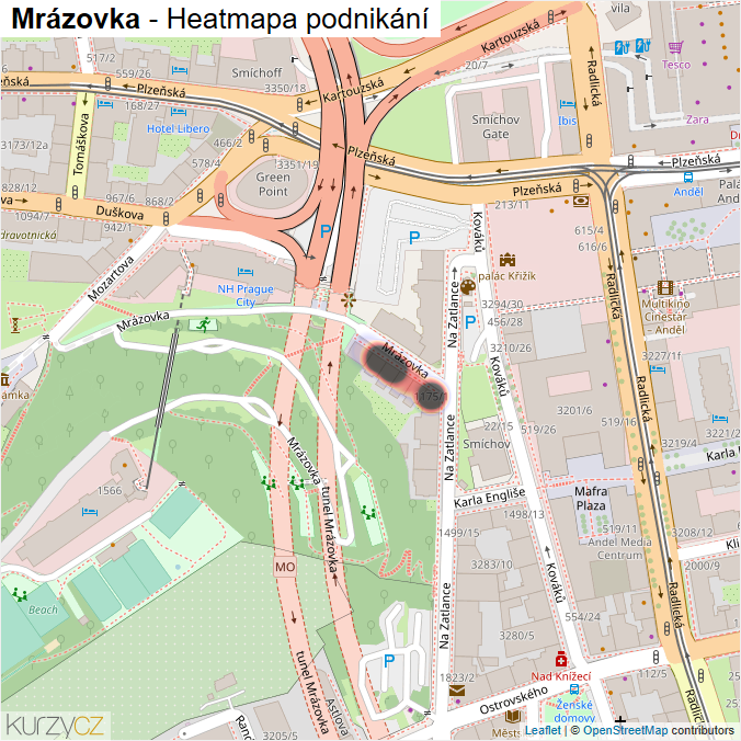 Mapa Mrázovka - Firmy v ulici.