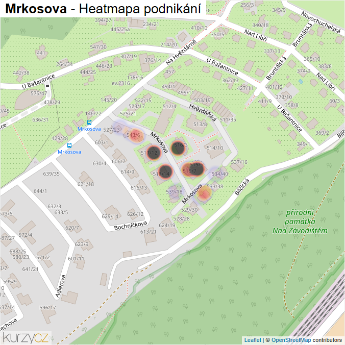 Mapa Mrkosova - Firmy v ulici.