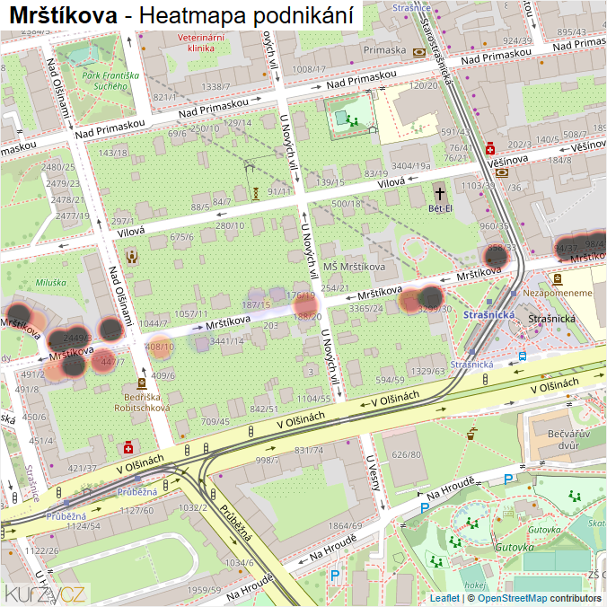 Mapa Mrštíkova - Firmy v ulici.