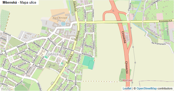 Mšenská - mapa ulice