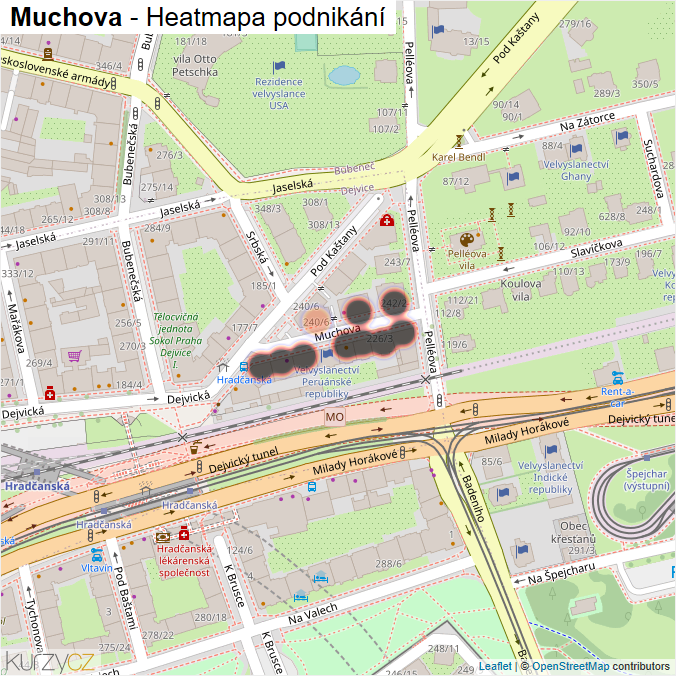 Mapa Muchova - Firmy v ulici.