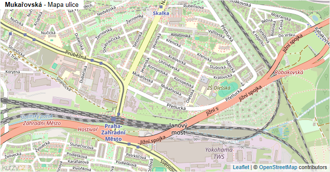Mukařovská - mapa ulice