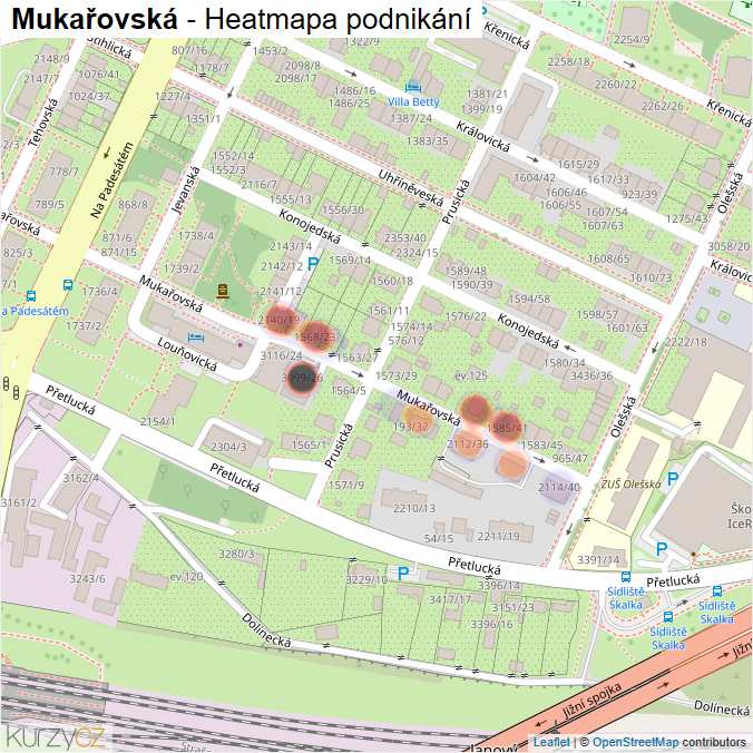 Mapa Mukařovská - Firmy v ulici.