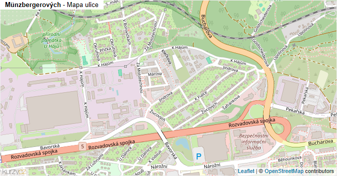 Münzbergerových - mapa ulice