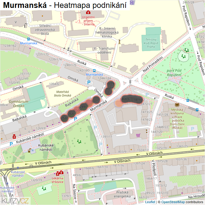 Mapa Murmanská - Firmy v ulici.