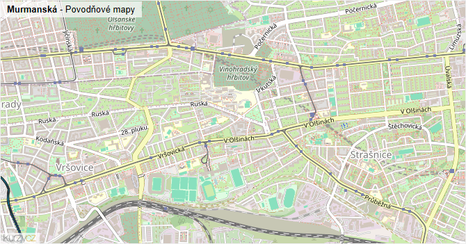 Murmanská - záplavové mapy stoleté vody