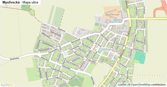Myslivecká - mapa ulice