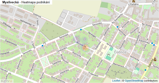 Myslivecká - mapa podnikání