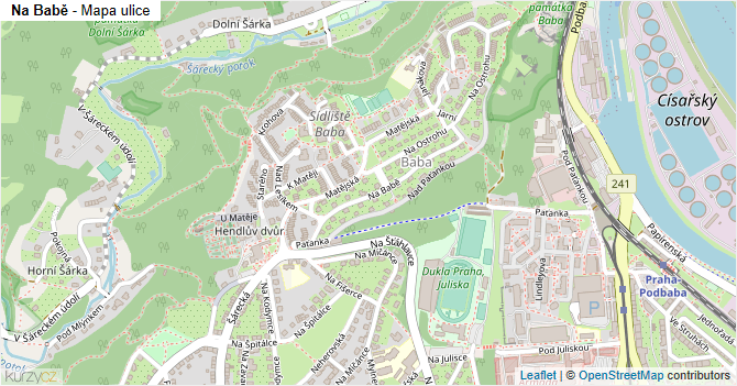 Na Babě - mapa ulice