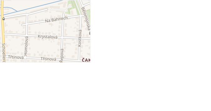 Na bahnech v obci Praha - mapa ulice