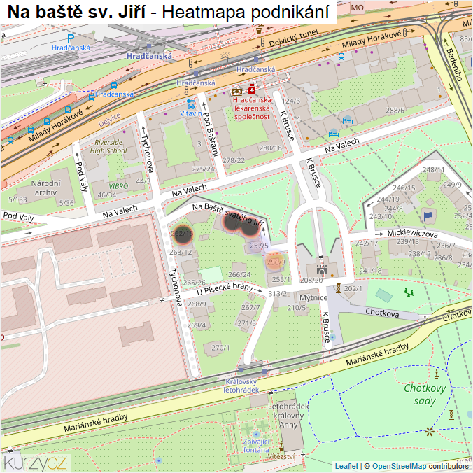 Mapa Na baště sv. Jiří - Firmy v ulici.