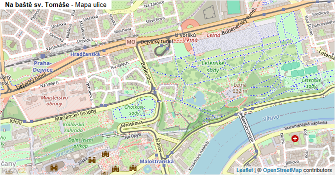 Na baště sv. Tomáše - mapa ulice
