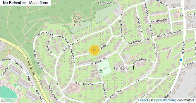 Na Bečvářce - mapa firem