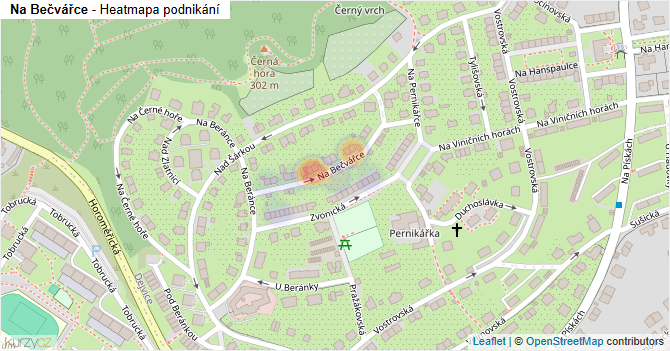 Na Bečvářce - mapa podnikání