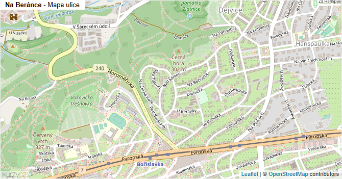Na Beránce - mapa ulice