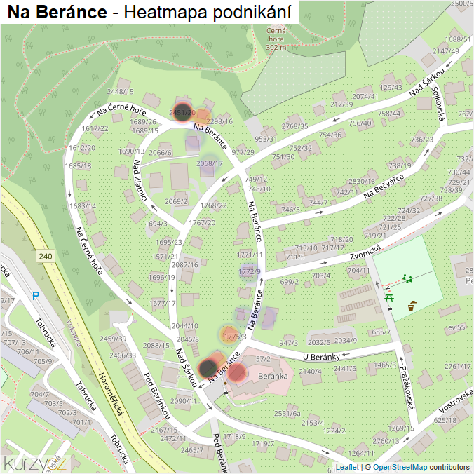 Mapa Na Beránce - Firmy v ulici.