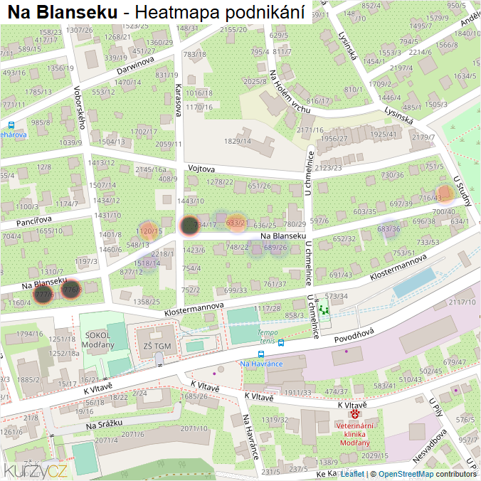 Mapa Na Blanseku - Firmy v ulici.