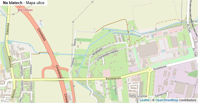 Na blatech - mapa ulice