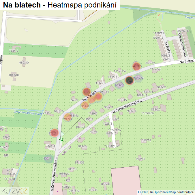 Mapa Na blatech - Firmy v ulici.