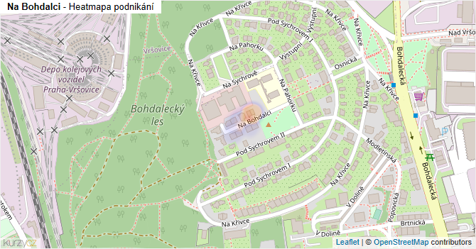 Na Bohdalci - mapa podnikání