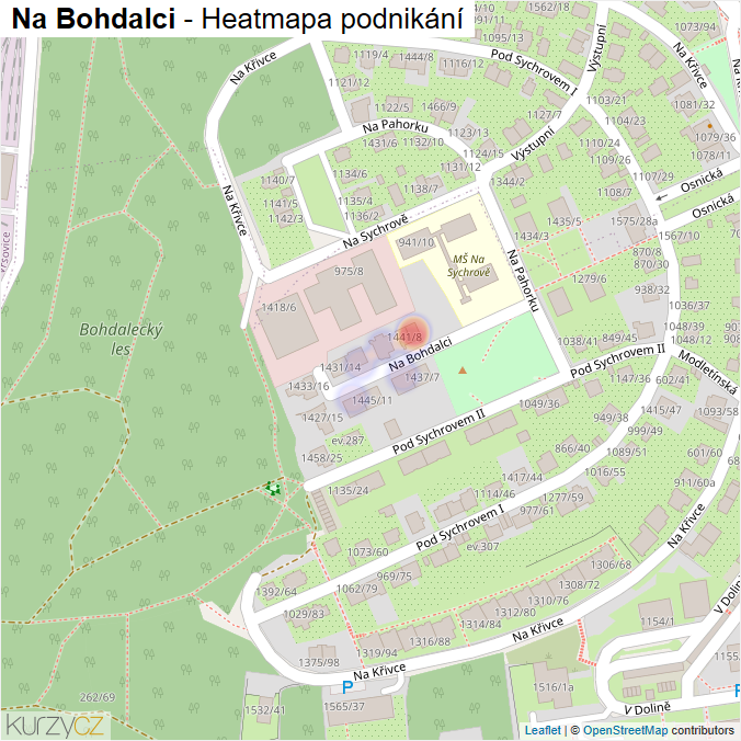 Mapa Na Bohdalci - Firmy v ulici.