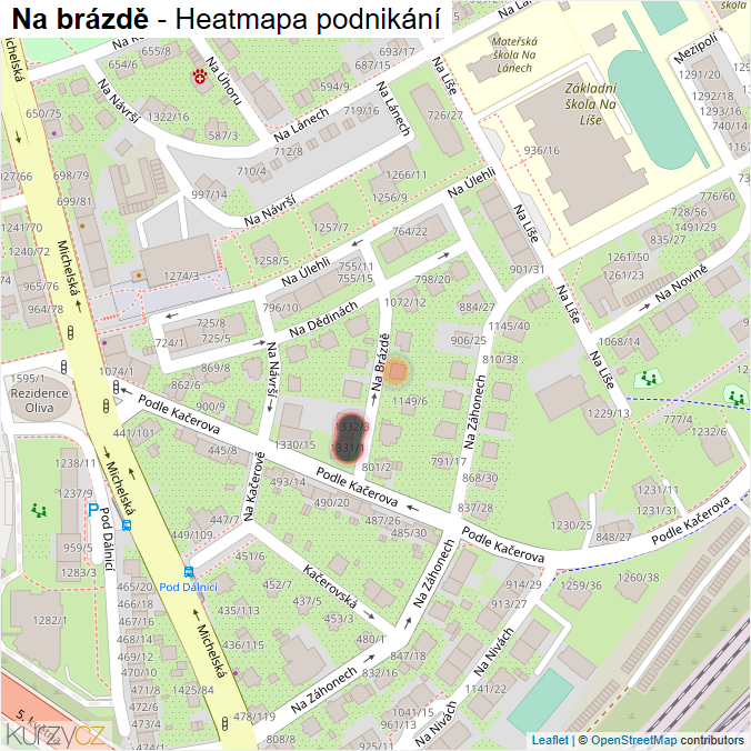 Mapa Na brázdě - Firmy v ulici.