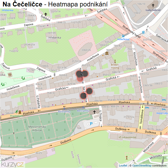 Mapa Na Čečeličce - Firmy v ulici.