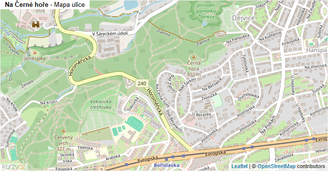 Na Černé hoře - mapa ulice