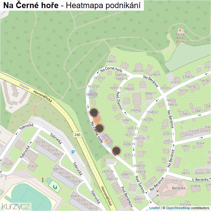 Mapa Na Černé hoře - Firmy v ulici.