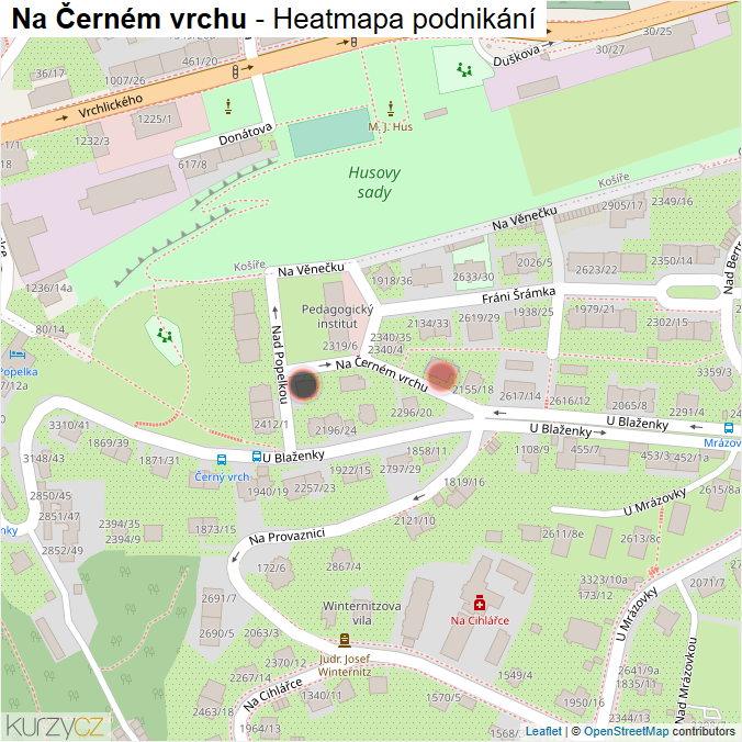Mapa Na Černém vrchu - Firmy v ulici.