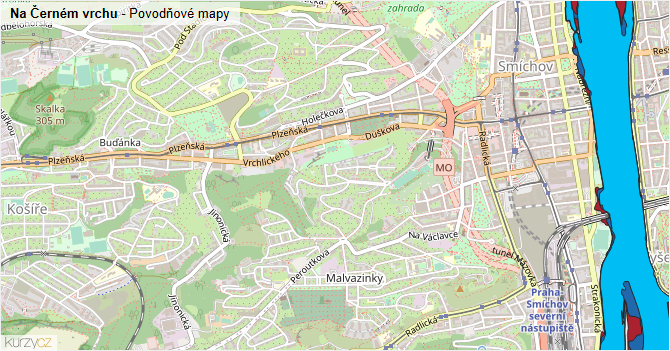 Na Černém vrchu - záplavové mapy stoleté vody